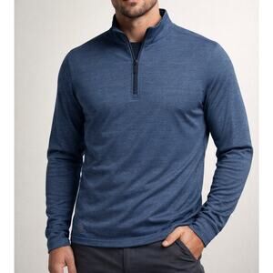 Travis Mathew Mens S Upgraded 1/4 Zip Golf Pullover Blue Heater Sweatshirt
